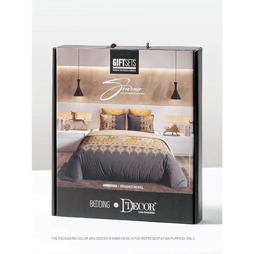 Image of Ddecor - Pack of 1 Cotton Abstract King 145 TC Bedsheet with 2 Pillow Covers - Brown