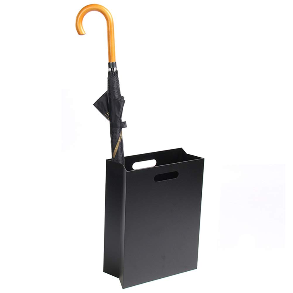 Porte-parapluie en métal noir design moderne pour couloir et entrée de maison 30x13x40cm