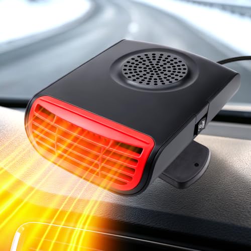Calefacción de coche 12V 150W, 2 en 1 Calefacción y Ventilador Portátil | Descongelador Parabrisas Rápidobase de 360°, Calefactor Mechero Coche, Calefacción Rápida, para conducción en invierno