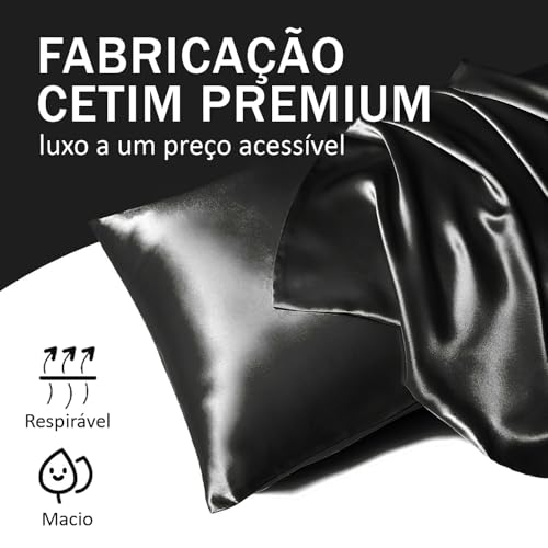 Kit 2 Capa Travesseiro Fronha Cetim Seda Anti Frizz 4 Aba