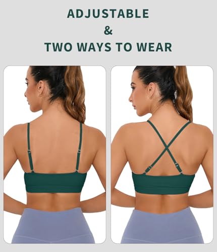 Image of Comper Sports Bra for Women Wirefree Racerback Workout Bras Sexy Thin Straps Yoga Sport Bras with Removable Pads