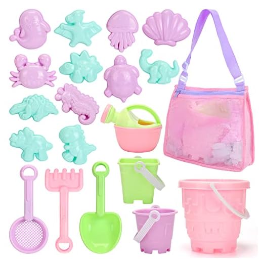Tagitary Beach Sand Toys Set Beach Toys for Kids 3-10 Kid Sand Toy with Beach Bucket Watering Can Shovel Rake Sand Molds Beach Shell Bag