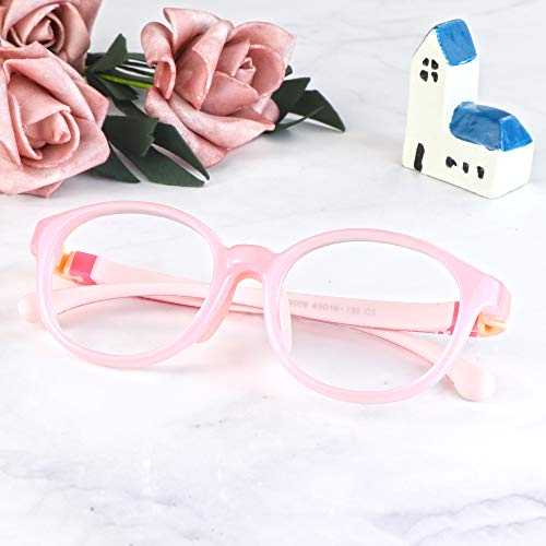 Image of LifeArt Kid Blue Light Blocking Glasses, Filter 85% of Harmful Blue Light, Anti Eyestrain and Blurry, Computer Glasses, Cut UV400 Anti Glare(Pink)