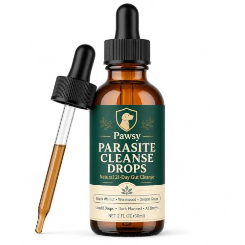Pawsy Parasite Cleanse DropsTriple Action Probiotics Supplement Drops Natural Herbal for Gut Health Applicable to All Stages of Dogs 2 fl oz.