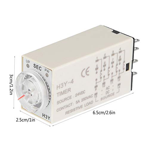 DC 24V H3Y 4 Relé de Tempo Retardo, Controle de Ponteiro de Temporizador Interruptor de Controle de