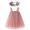BGFKS Layered Tulle Tutu Dress for Toddler Girls,Baby Girl Rainbow Tutu Princess Skirt Set with Flower Headband.