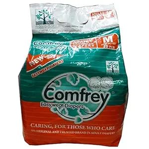 comfrey adult pant style diapers, medium size, waist 24-33 inches (60-85 cm), easy wear pull-up, leak-proof, pack of 1 (contains 10 diapers)