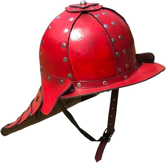 Armor Medieval Viking Helmet, Red Leather Samurai Knight Armor, Steampunk Fantasy Costume