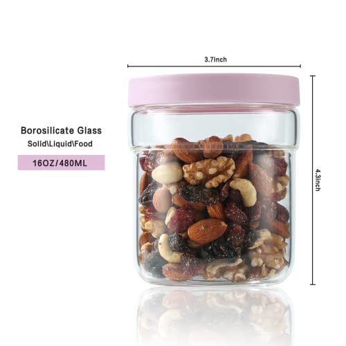 Wemburly 6Pack Meal Prep 2Cup Glass Containers Salad Jars With Lids 480Ml/16Oz Pyrex Glass Jars With Lids Diswasher Safe #TOP2