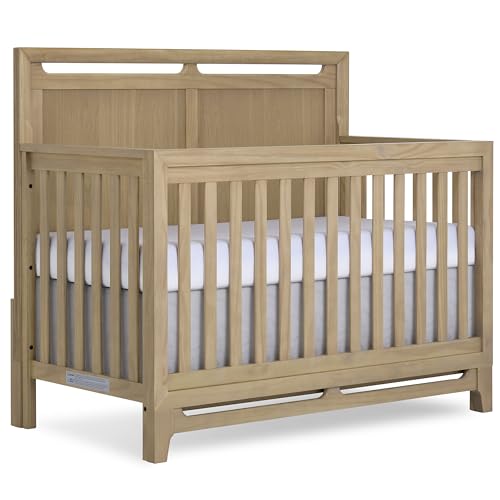 Image of Evolur Bradford 5-in-1 Convertible Full Size Baby Crib, Pinewood Nursery Converts to Daybed, Toddler Bed and Full-Size Bed, 3 Mattress Heights, GREENGUARD Gold & BSA Certified - Alpine Oak