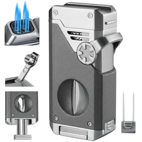Encendedor butano 5 en 1 antorcha gris miniatura 1