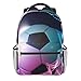Mochila de impresión de balón de fútbol de fuego portátil impermeable antirrobo mochila casual bolsa USB puerto de carga mochila unisex, Black, Talla única