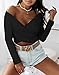 VETIOR Sexy Tops for Women Party Club Night Deep V Neck Long Sleeve Black Wrap Crop Tops Medium Black