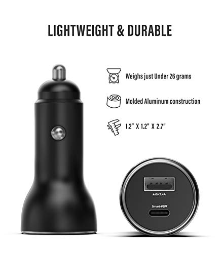 PD Compatible with iPhone 12/11 Car Charger - Apple Certified USB C to Lightning Cable (Ultra-Fast Charging) Dual Port Vehicle Adapter for iPhone 8/8 Plus, Xr, Xs Max,11 Pro Max, 12 Mini and SE (30W) - Thumbnail 3