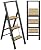Sorfey Premium 3 Step Modern Bamboo Ladder. Lightweight,-Ultra Slim Profile, Anti Slip Steps, Sturdy-Portable for Home, Office, Kitchen, Photography Use, Black Aluminum Finish