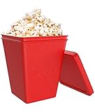 iCooker Microwave Popcorn Popper [Saves Calories] - Premium Quality Silicone Bag - Hot Air Popcorn Better than Machine - Best Popcorn Maker [Red]