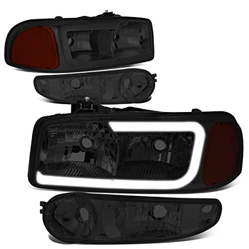 DNA Motoring HL-LB2-DAN99-SM-AM Smoked Amber LED DRL Headlights Turn Signal LampsReplacement For 00-06 Yukon Denali