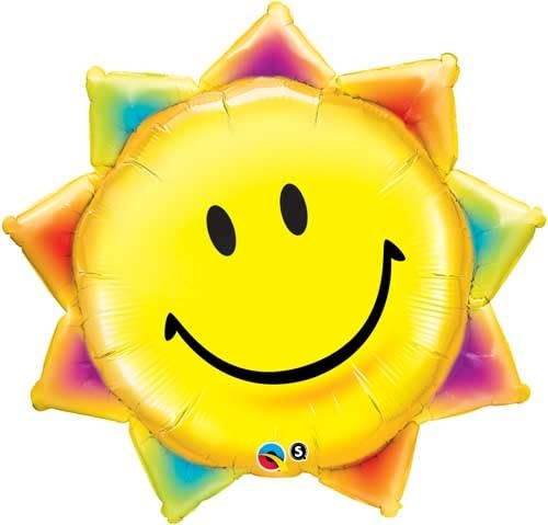 35" Qualatex Sunshine Smile Face Birthday Party Decoration Supply Mylar Foil Helium Balloon - Pack of 1