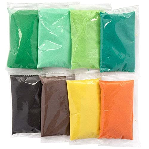 Baker Ross FE175 Arena para Manualidades de la Jungla - Paquete de 8, bolsa de arena, arena decorativa para niños, suministros de arte para niños