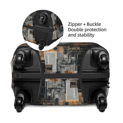 Newspaper Cuttings Collage Dachshund Elastic Travel Luggage Covers Dustproof Scratch-Resistant Suitcase Protector Fit 22-24 Inch2