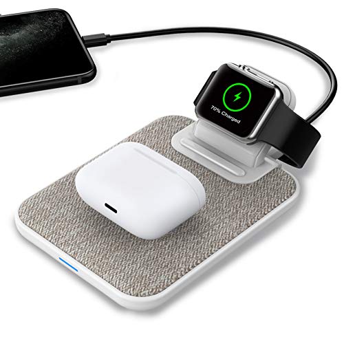Mangotek 3 in 1 Wireless Charger iPhone Apple Charging Station, MFi Certified Wireless Charging Pad Qi Fast Chargers Stand Dock for iPhone 11/12/11 Pro/SE 2020/XS Max/XR/X/8/8Plus/iWatch/Airpods
