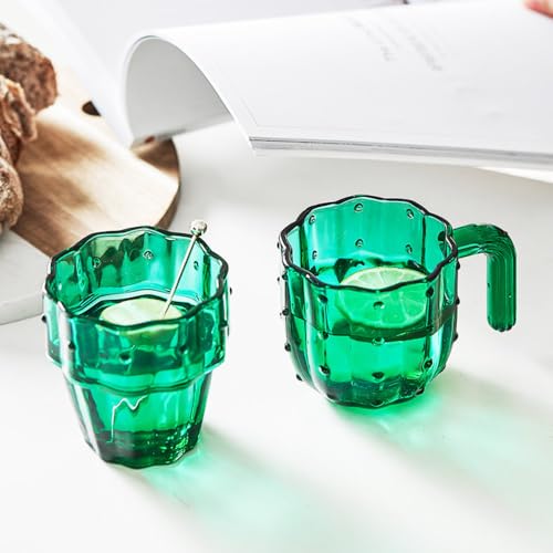 Set de 4 vasos cactus verde 8 pulgadas artesanal miniatura 7