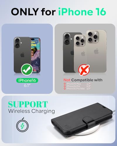 Housse iPhone 16 Cuir PU Portefeuille Idéale pour Sortir les Mains Libres - 2