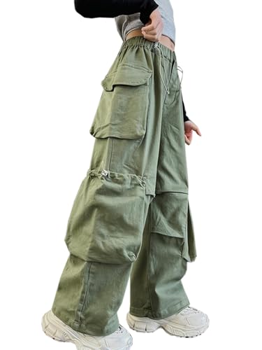 Image of Girls Cargo Pants Wide-Leg Straight Streetwear, 6-14 Years
