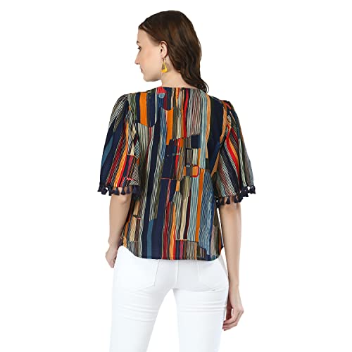Image of DHRUVI Trendz Women's Rayon Block Print Regular Fit Top