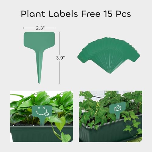 image for GROWNEER 6 Packs 17 Inches Green Flower Window Box Plastic Vegetable P