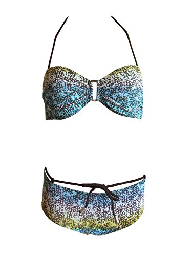 Solar Tan Thru Neckholder-Bikini Panty blau/grün/gelb, Gr. 38 B-Cup