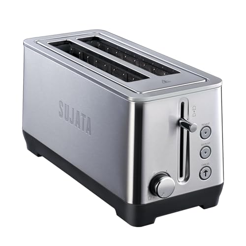 Image of Sujata 1500 W Pop-up 4 Slice Stainless Steel PT12 Toaster | 7 Heating Modes | Cool Touch | Reheat and Defrost Function | High Lift Toast | Extra Wide Toast Slot