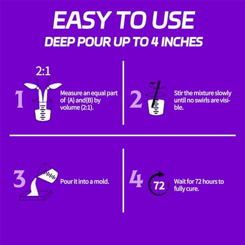 Deep Pour Epoxy Resin - 1.5 Gallon Crystal Clear Resin Epoxy Kit for 2-4" Pour Depths: Not Yellowing and No Bubble Self Leveling, for River Tables, Flower Preservation, and Mold Crafts Mix 2:1 Ratio - Image 9