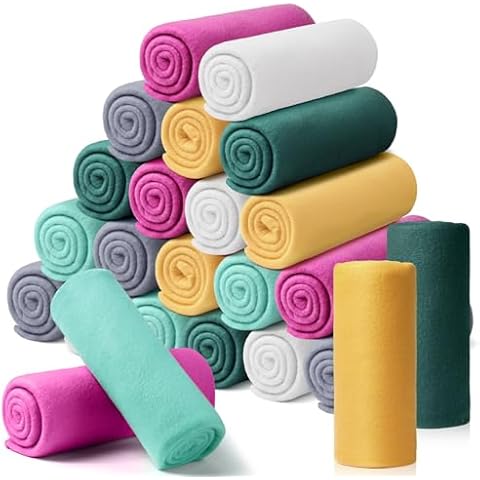 24 Packs Fleece Throw Blanket Soft Warm Lightweight Fleece Blanket Cozy Throw Bulk Blanket for Bed Couch Sofa Home Office Wedding Gifts Suitable for Seasons, 50 x 60 Inches (Vibrant Color) Cover