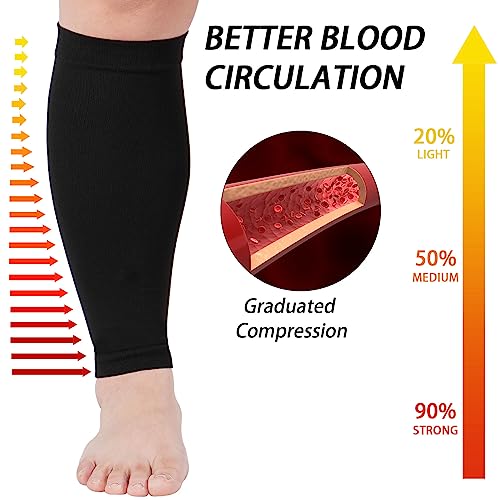 Plus Size Compression Leg Sleeves for Women& Men 15-20mmHg Wide Calf Knee High Leg Sleeves3