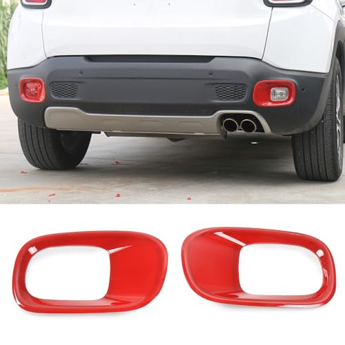 FSYHKJ 2PCS Rear Fog Light Cover Trim Fog Lamp Guards Frame for Jeep Renegade 2016 2017 2018 2019 2020 2021 2022 2023 2024 2025 Exterior Accessories (Red)