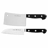 J.A. Henckels International Classic Forged 5-Inch Hollow Edge Santoku Knife with Stainless-Steel Meat Cleaver