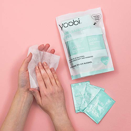 Yoobi | Hand Sanitizer Wipes | Individually Wrapped Travel Packets | 24 Pack