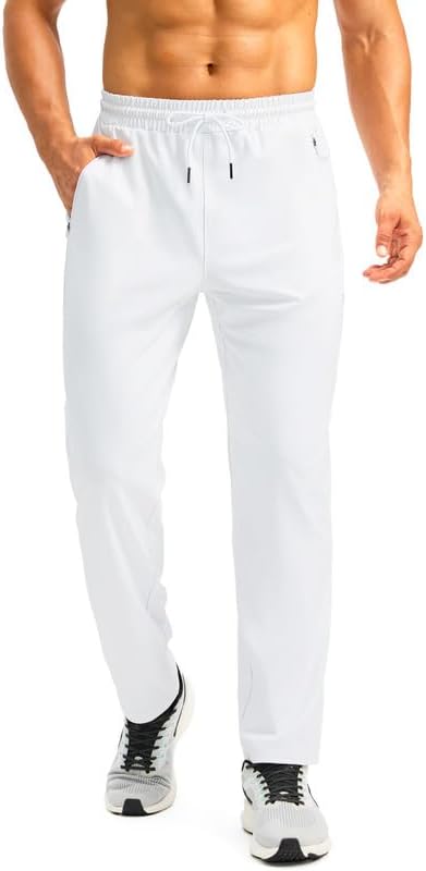 Pudolla Men's Athletic Pants with Zipper Pockets Stretch Workout Sweatpants Lightweight Running Joggers for Men - Image 3