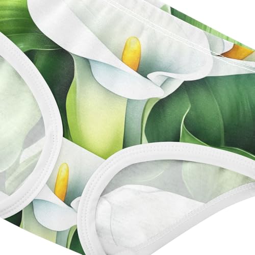 Toddler Girls Underwear 2t Cotton Girl Panties Cute Fancy Kids Undies Briefs White Calla Lilies Lush Green Leaves4
