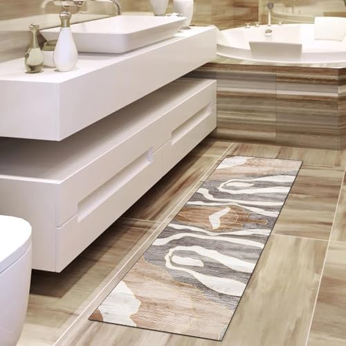 Alfombra pasillo de 80x150 cm lavable en tonos marrón y beige para el hogar 4