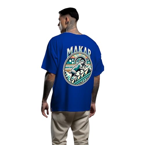 Image of Men's Zodiac Sign Printed Oversized Cotton T-Shirt