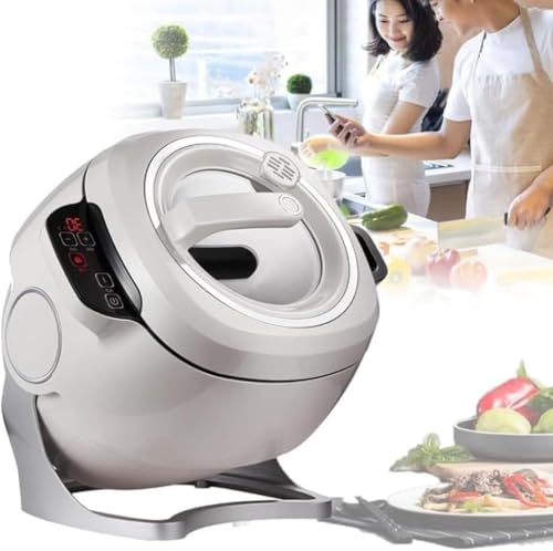 BESTXH Plata, MáQuina De Cocina AutomáTica Inteligente, Cocinador Comercial, Robot De Cocina con Panel TáCtil De 6 L con RotacióN De 360° Y Calentamiento Integral 3D