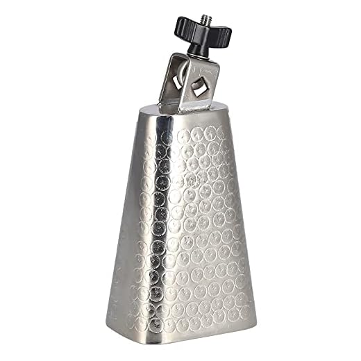 MUNEFE Cencerro de metal de 6 pulgadas, cencerro con perilla, cencerros de percusión manual, adecuado para tocar música rock, latina o pop