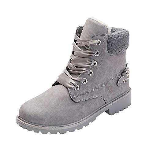 Zomiee - Botas de nieve para mujer, con cordones, color Gris, talla 36 EU