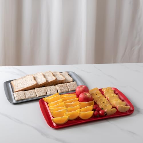 Plateau de service rectangulaire mélamine grand plat desserts biscuits x2