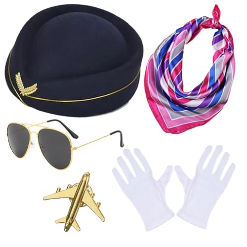 Chapeau d'hôtesse de l'air avec foulard pour composer un costume rapide femme