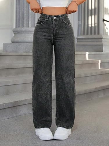 Image of KOTTY Women's High Waist Straight Fit Denim Jeans | Stretchable| Wide Leg & Regular Fit Stylish Wear