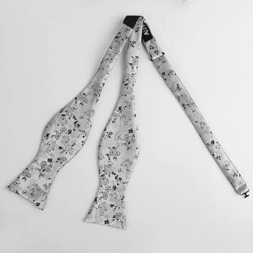 Image of Alizeal Mens 2pcs Floral Bow Tie Set | Self-tied Elegant Pocket Square Set for Wedding