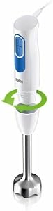Braun MultiQuick 2 – Mixeur plongeant avec mini hachoir et fouet pour soupes, smoothies et purées bébé, 2 vitesses, verre doseur, 600W, Blanc (MQ20236MWH)